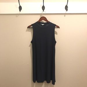 Navy sleeveless dress.